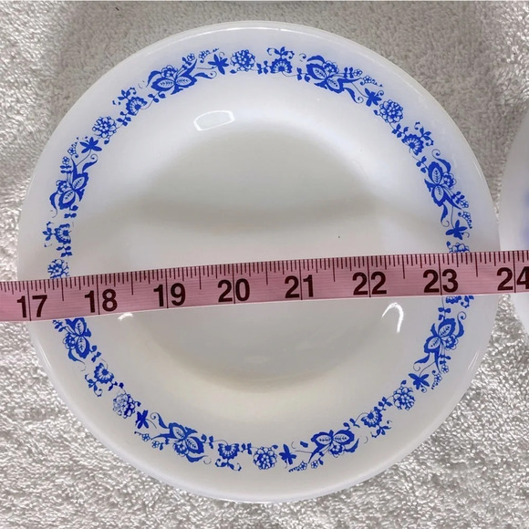 Vintage Termo-Rey Milk Glass Salad Plates W  Blue Floral Pattern x4 - Picture 9 of 9